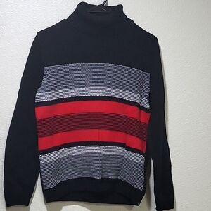 Turtle Neck long-sleeved striped pullover knit sweater size Medium